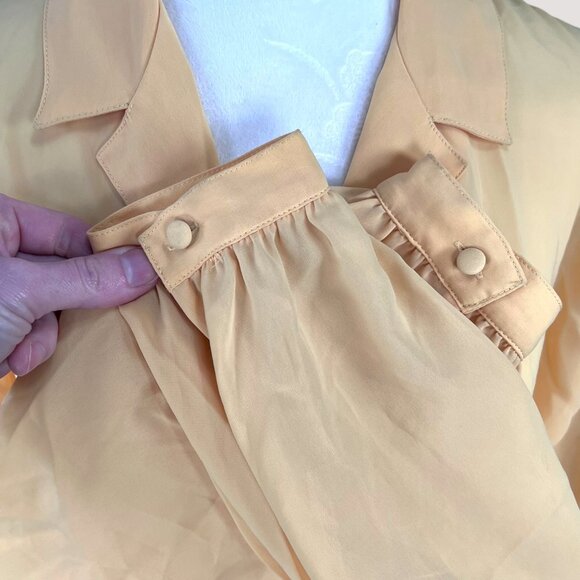 Vintage 80s Jebb Levy Long Sleeve Button Down Shirt Sheer Yellow Size Medium - Picture 8 of 9